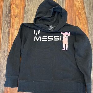 Messi Black Hoodie with Pink Graphic